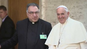 Rev. Thomas Rosica with Pope Francis. (Courtesy of Salt and Light Catholic Media Foundation.)
