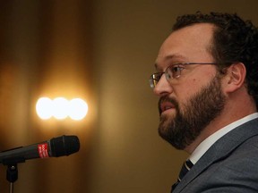 Flavio Volpe, president of the Automotive Parts Manufacturers Association, speaks during a chamber of commerce lunch at the Ciociaro Club in Tecumseh on Wednesday, November 19, 2014.                    (TYLER BROWNBRIDGE/The Windsor Star)