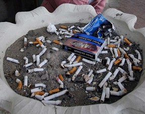 An outdoor ashtray is shown in this file photo.