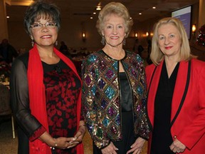 Deborah Brown, left, Hazel Gibala and Annette Campbell at Annual Canadian Cancer Society Volunteer Appreciation Night at Fogolar Furlan Club Tuesday December 2, 2014.  (NICK BRANCACCIO/The Windsor Star)