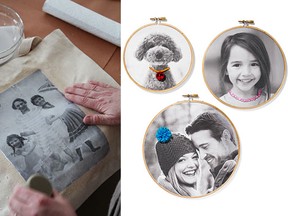 A tote bag with a photo transfer applied to it is perfect for a holiday gift, left, and an easy do-it-yourself photo transfer holiday gift idea from the December 2014 pages of HGTV Magazine. (Associated Press files)