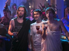Martin Starr, Kumail Nanjiani, and Thomas Middleditch, in a scene from the television series, "Silicon Valley," episode 4. New fans are discovering classic TV shows thanks to Netflix, prompting podcasts that allow people to engage with old programs in a very modern way. THE CANADIAN PRESS/AP Photo/HBO, Jaimie Trueblood