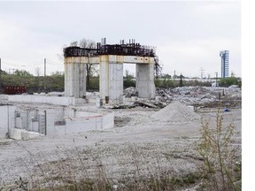 A general view taken on Sunday May 18 2014 of remains of the 800-megawatt gas-fired power plant in Mississauga which had it's construction canceled by the then Liberal Government of Ontario prior to the provincial general election of 2011.
Photograph by: Chris Young , Ottawa Citizen
