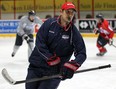 Spits head coach Bob Boughner skates during practice at the WFCU Centre. (NICK BRANCACCIO/The Windsor Star)