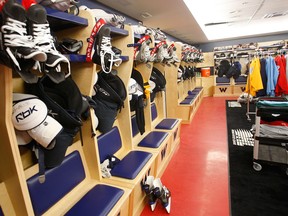 The Windsor Spitfires dressing room. (JASON KRYK/The Windsor Star)