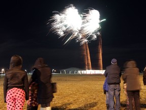 Dozens of families braved the cold to watch fireworks at Vollmer Centre, part of an evening of family activities on New Years Eve December 31, 2014. (NICK BRANCACCIO/The Windsor Star)