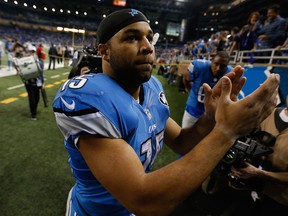 Golden Tate of the Detroit Lions celebrates with fans after beating the Minnesota Vikings 16-14 at Ford Field on December 14, 2014 in Detroit, Michigan. (Gregory Shamus/Getty Images)