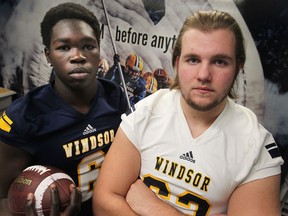 Lowhya Lako, left, and Drew Desjarlais are new recruits for the University of Windsor football team.  (DAX MELMER/The Windsor Star)