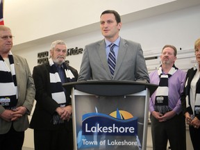 Essex MP Jeff Watson speaks during the grand opening of the Atlas Tube Centre in Lakeshore on Saturday, Dec. 13, 2014. (DAX MELMER/The Windsor Star)