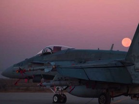 A Canadian fighter jet battling ISIS in Kuwait.