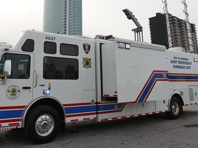 Windsor police and fire departments displayed their new shared mobile command unit on Monday, Dec. 1, 2014, in Windsor, ON. A monitor that provides a 360 degree view is shown on board the unit. (DAN JANISSE/The Windsor Star)