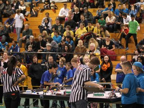 Spectators watch as teams compete at the 2nd annual FIRST Lego League Tournament at St. Clair College, Dec. 6.  (DAX MELMER/The Windsor Star)