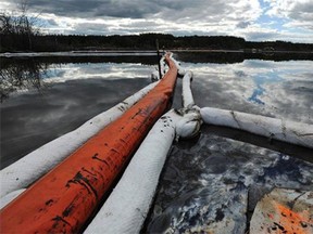 Bitumen seeped up through a fissure under the water near the CNRL Primrose oilsand project sites north of Cold Lake, August 8, 2013. (Ed Kaiser , Edmonton Journal)