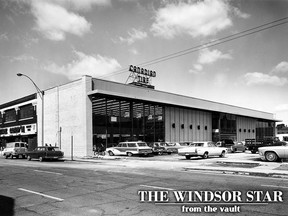The Old and the New - The new main entrance to the Canadian Tire Store, Dougall Avenue at Chatham Street, is framed in glass in this April 15, 1968 file photo. Business continued during renovation and expansion which is almost completed now. The old main entrance on Chatham will still be used. (FILES/The Windsor Star)