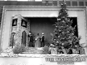 The biggest Christmas card ever given to Windsor is the gift of the Windsor division of Ford of Canada in 1956. The 88 foot by 38 foot three dimensional Christmas card contains Christmas scenes, peels out Christmas carols and by night, colour lights add to its impact. It was located on the Ford of Canada power house lawn facing Riverside Drive. (FILES/The Windsor Star)