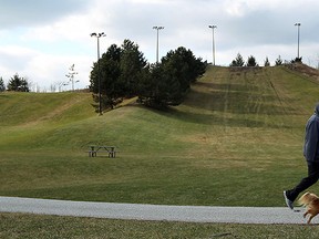 The toboggan hill at Malden Park is completely devoid of snow in Windsor on Monday, December 29, 2014. For the first time on record Windsor did not receive a drop of snow in the month of December.  (TYLER BROWNBRIDGE/The Windsor Star)