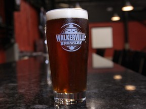 A glass of premium lager is displayed at the Walkerville Brewery in Windsor, Ont. in this 2012 file photo. (DAN JANISSE/The Windsor Star)