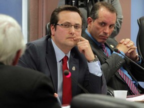 City councillors Irek Kusmierczyk and Bill Marra, right, are pictured in this Jan. 5, 2015 file photo. (NICK BRANCACCIO/The Windsor Star)