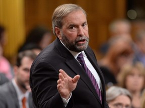 NDP Leader Tom Mulcair asks a question during Question Period in the House of Commons, Monday, Sept. 15, 2014 in Ottawa. THE CANADIAN PRESS/Sean Kilpatrick