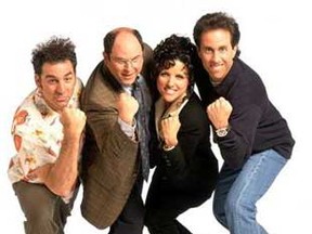 The cast of NBC's "Seinfeld," poses in this undated promotional photo provided by NBC Universal. Pictured from left are: Michael Richards as Kramer, Jason Alexander as George Costanza, Julia Louis-Dreyfus as Elaine Benes and Jerry Seinfeld as himself. THE CANADIAN PRESS/AP/Columbia/TriStar Television Distribution