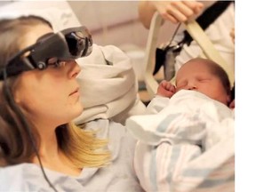 Kathy Beitz, a Guelph woman was able to see her newborn baby's face thanks to a special pair of computerized glasses. (YouTube.com)