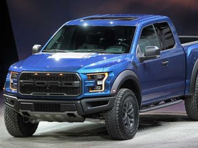 The Ford F-150 Raptor is unveiled at the North American International Auto Show at Cobo Hall, Monday, Jan. 12, 2015.  (DAX MELMER/The Windsor Star)