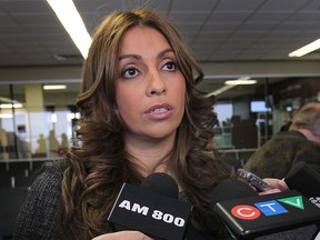 A media conference was held at the Windsor Airport on Thursday, Jan. 29, 2015, to announce the appointment of lawyer Laurie Tannous as the CEO of the Institute for Border Logistics. Tannous is shown during the event. (DAN JANISSE/The Windsor Star)