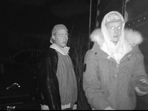 A security camera image of two males who broke into the Myers Towing facility at 3300 Marentette Ave. on Dec. 30, 2014. (Handout / The Windsor Star)