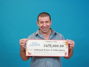 Mahmoud Brouri of Amherstburg won $675,000 through Cash for Life. (OLG/Special to the Star)