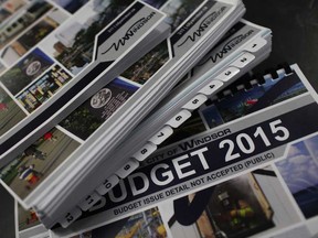 The 2015 city budget is pictured during city council, Monday, Jan. 19, 2015.  (DAX MELMER/The Windsor Star)