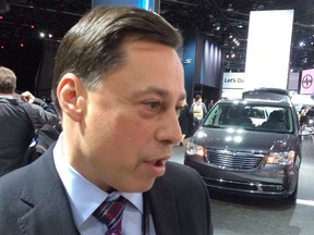 Brad Duguid, Minister of Economic Development, Employment and Infrastructure, speaks at the North American International Auto Show Tuesday. (JASON KRYK/The Windsor Star)