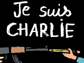 Images and messages of condolence flooded the Internet Wednesday after 12 were killed at the Charlie  Hebdo office in Paris Jan. 7, 2015. (Jean Jullien/Twitter)