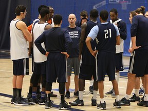 The University of Windsor Lancers head coach Chris Oliver runs a practice at the St. Denis Centre in Windsor.