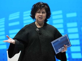 Sheryl Connelly, global manager consumer trends and futuring for Ford speaks at the North American International Auto Show in Detroit, MI. on Tuesday, Jan. 13, 2015.  (DAN JANISSE/The Windsor Star)