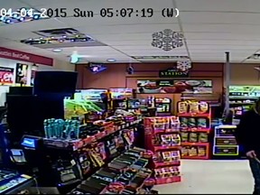 A security camera image of someone who robbed the Mac's convenience store in the 4600 block of Seminole Street on Jan. 4, 2015. (Handout / The Windsor Star)