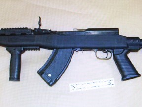 The modified SKS semi-automatic rifle seized by Windsor police in a raid on Jan. 6, 2014. (Handout / The Windsor Star)