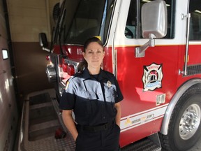 Beth Hrickovian-Laba is the city’s first female fire captain to lead a team of male firefighters. She was appointed in December 2014. (JASON KRYK/The Windsor Star)