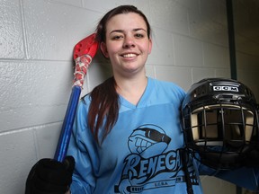 Holly Noble, 23, is returning to broomball after sustaining a brain injury from the sport in 2009. (DAX MELMER / The Windsor Star)