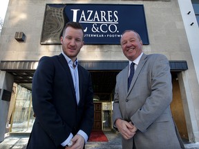 Lazares & Co. GM Warren Twigg, left, and Paul Twigg at their Ouellette Avenue establishment Thursday February 5, 2015. (NICK BRANCACCIO/The Windsor Star)  For Schmidt story.