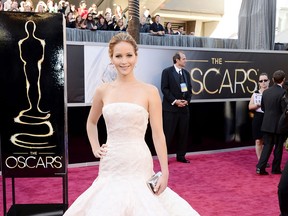 Actress Jennifer Lawrence arrives at the Oscars at Hollywood & Highland Center on February 24, 2013 in Hollywood, California.  (Photo by Jason Merritt/Getty Images)