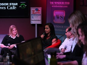 (L to R) Danielle Micallef, Nour Hachem, Jonathon Azzopardi, Yvonne Pilon and Carolyn Thompson at a Windsor Star News Cafe discussion on youth employment (JASON KRYK/The Windsor Star)