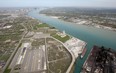 The site of the proposed Gordie Howe International Bridge is pictured in this 2010 aerial photo. (TYLER BROWNBRIDGE/The Windsor Star)