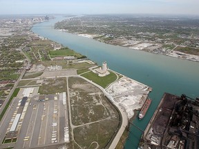 The site of the proposed Gordie Howe International Bridge is pictured in this 2010 aerial photo. (TYLER BROWNBRIDGE/The Windsor Star)