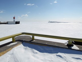 A frozen Lake Erie is seen from the shore of Kingsville on Thursday, February 19, 2015. The lake is 98 percent frozen across.    (TYLER BROWNBRIDGE/The Windsor Star)