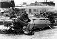 The car that crashed into a gas meter and set off the explosion in downtown Essex on Feb. 14, 1980. (Windsor Star files)