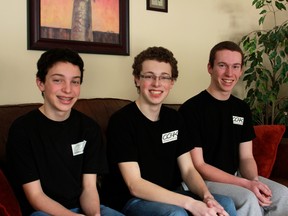 Aiden Drouillard, 13, Parker Drouillard, 16, and Mathew Drouillard, 15, are planning a concert for Feb. 7, 2015 to raise funds for the Windsor Regional Hospital paediatric oncology department. (JAY RANKIN/The Windsor Star)