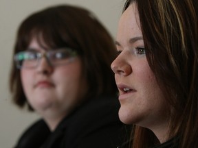 Lea McLeod and Ashley Bergeron (right) talk about their participation in a class for entrepreneurs who have dealt with mental health issues in Windsor on Thursday, February 5, 2015.  (TYLER BROWNBRIDGE/The Windsor Star)