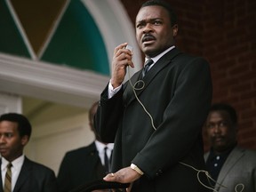 In this image released by Paramount Pictures, David Oyelowo portrays Dr. Martin Luther King, Jr. in a scene from "Selma." The film was nominated for an Oscar Award for best picture and original song. The 87th Annual Academy Awards will take place on Sunday, Feb. 22, 2015, at the Dolby Theatre in Los Angeles. (AP Photo/Paramount Pictures, Atsushi Nishijima)