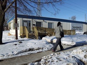 The Sandwich Community Health Centre is seen in Windsor on Thursday, February 12, 2015. Some are upset the centre was moved to portables after the high school it was in closed.   (TYLER BROWNBRIDGE/The Windsor Star)