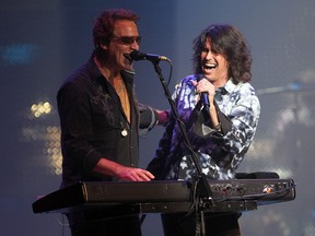 In this October 2012 photo, Foreigner lead vocals Kelly Hansen, right and Tom Gimbel on keyboard perform in front of a sold-out crowd at the Colosseum at Caesars Windsor. (NICK BRANCACCIO / Windsor Star files)